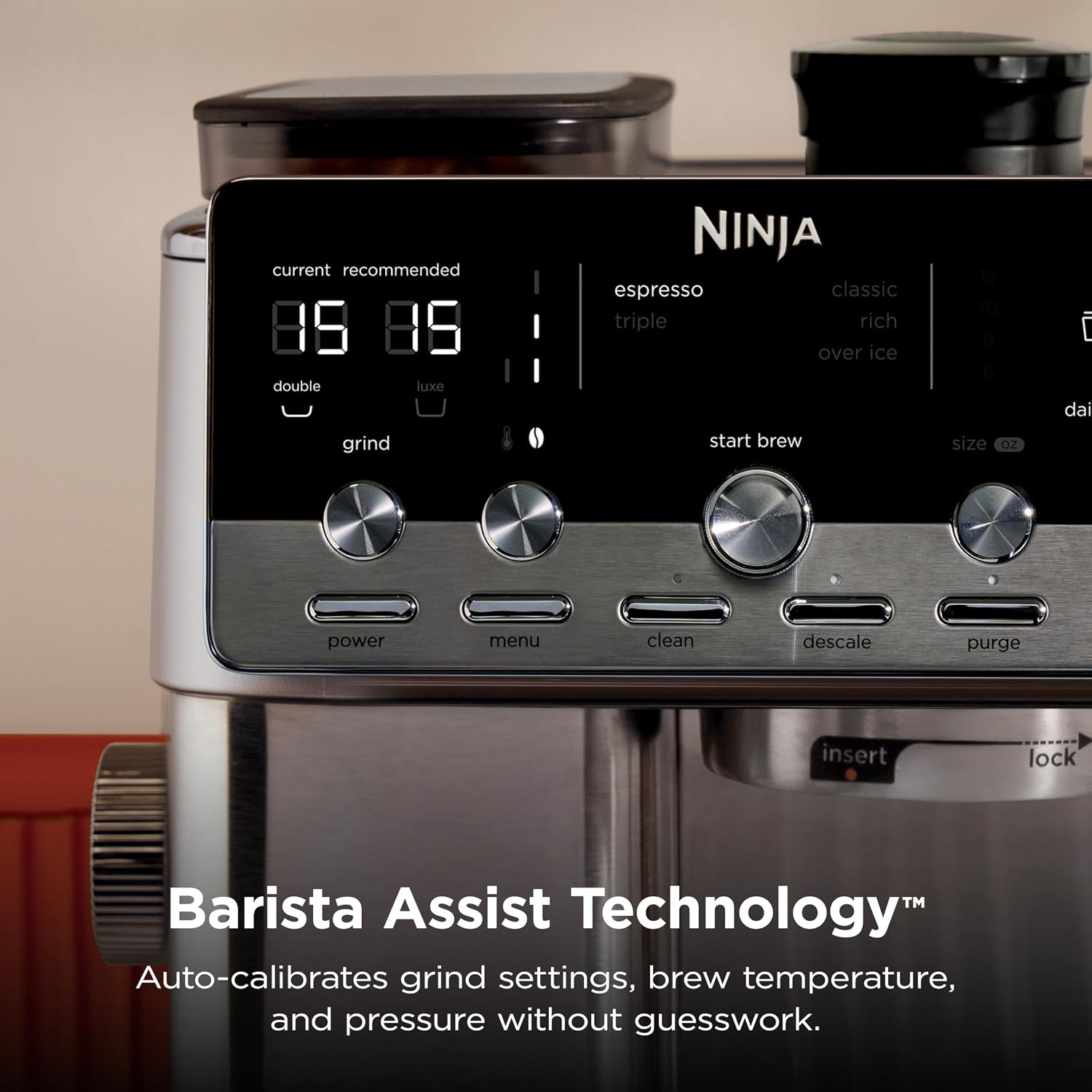 image:imageNinja Luxe Caf Mini Espresso Machine amp Drip Coffee Stainless ES301 Builtin Burr Grinder Precision Scale amp Manual Steam Wand Lattes Cappuccinos amp MoreLuxe Caf Mini Plus AutoFroth