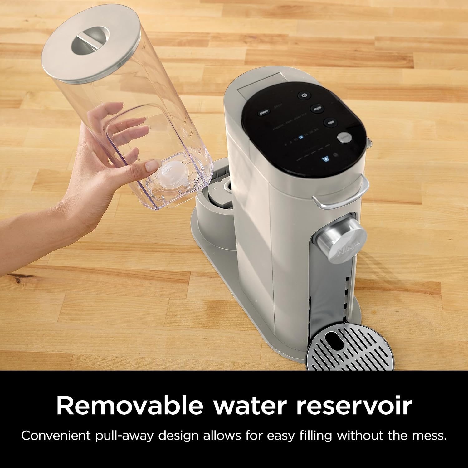 image:imageNinja Pods amp Grounds Iced Coffee Maker KCup Pod Compatible Stone PB041ST SingleServe Brews Grounds Compact Design 56oz Reservoir 6oz Cup to 24oz Travel Mug Brew SizesStone