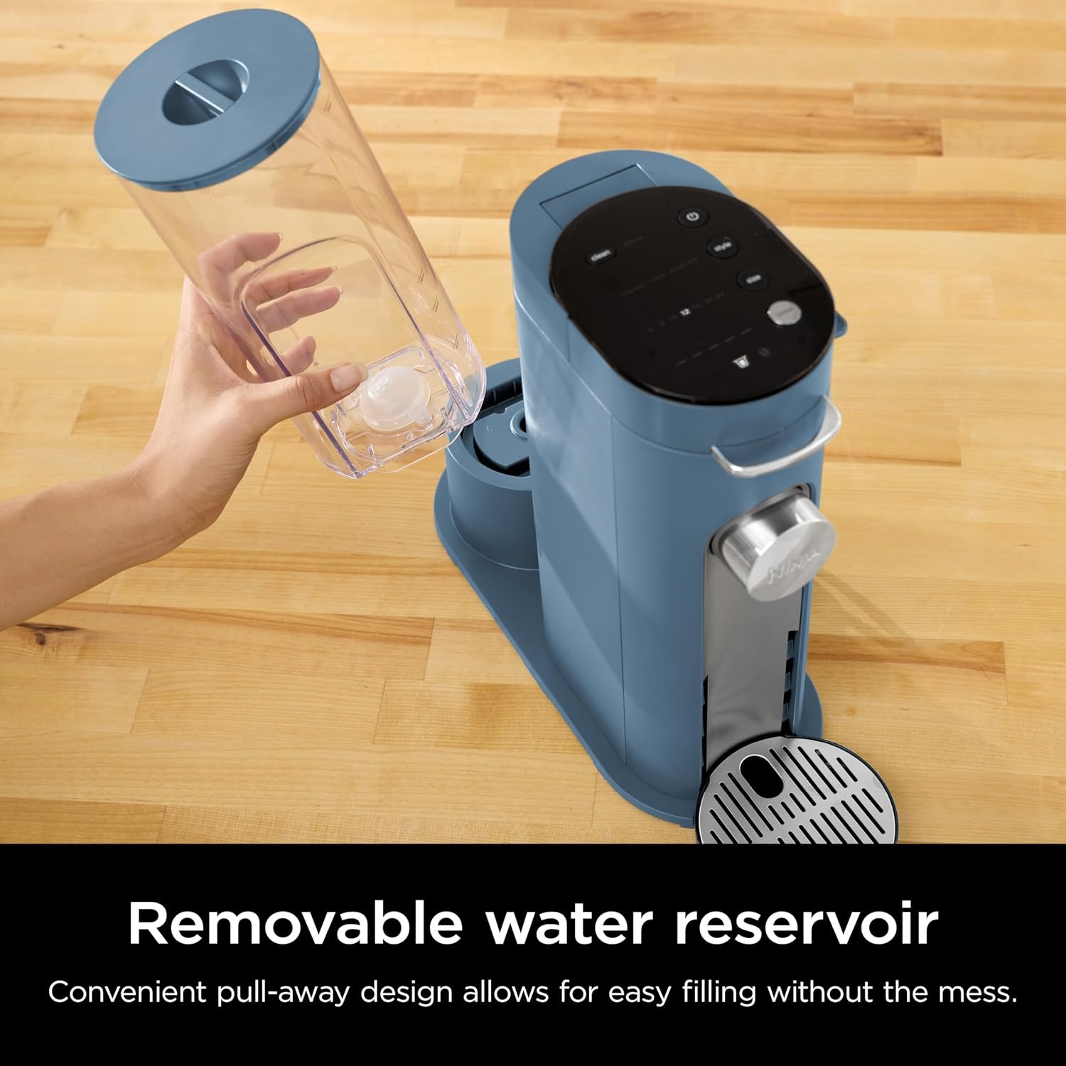 image:imageNinja Pods amp Grounds Iced Coffee Maker KCup Pod Compatible Stone PB041ST SingleServe Brews Grounds Compact Design 56oz Reservoir 6oz Cup to 24oz Travel Mug Brew SizesBlue