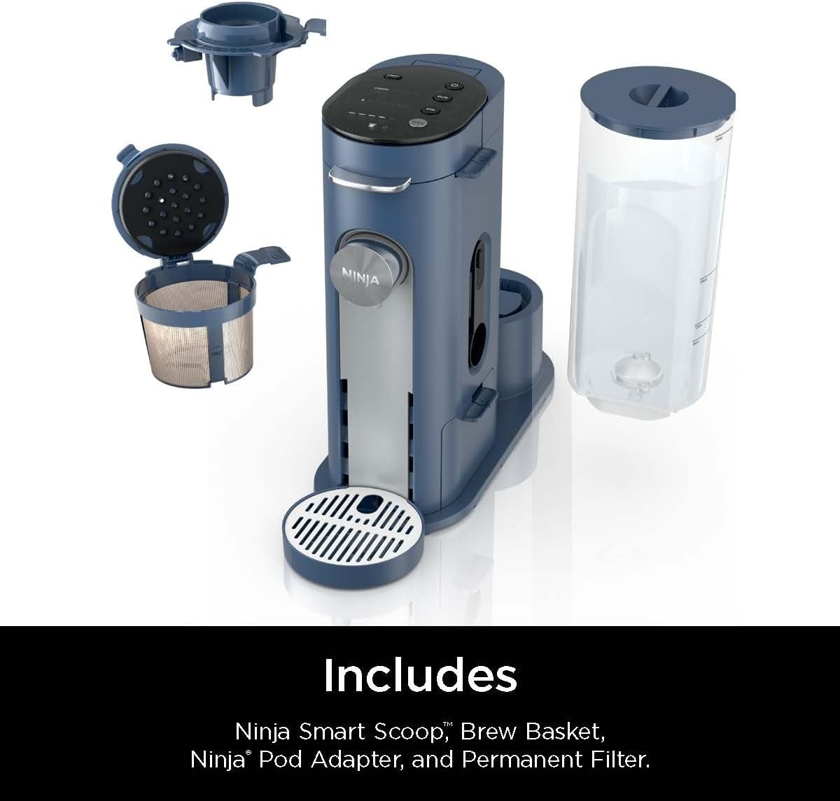 image:imageNinja Pods amp Grounds Iced Coffee Maker KCup Pod Compatible Stone PB041ST SingleServe Brews Grounds Compact Design 56oz Reservoir 6oz Cup to 24oz Travel Mug Brew SizesNavy