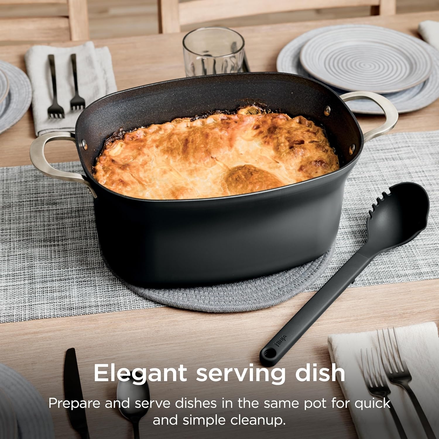 image:imageNinja PossibleCooker PRO 14in1 85qt Sea Salt Gray MC1001 14in1 replaces 14 appliances Triple Fusion Heat slow cook saut roast amp steam nonstick ovensafe pot to 500FBlack