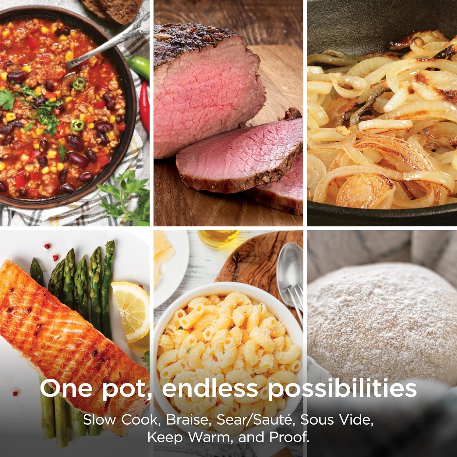 image:imageNinja PossibleCooker PRO 14in1 85qt Sea Salt Gray MC1001 14in1 replaces 14 appliances Triple Fusion Heat slow cook saut roast amp steam nonstick ovensafe pot to 500FBlack