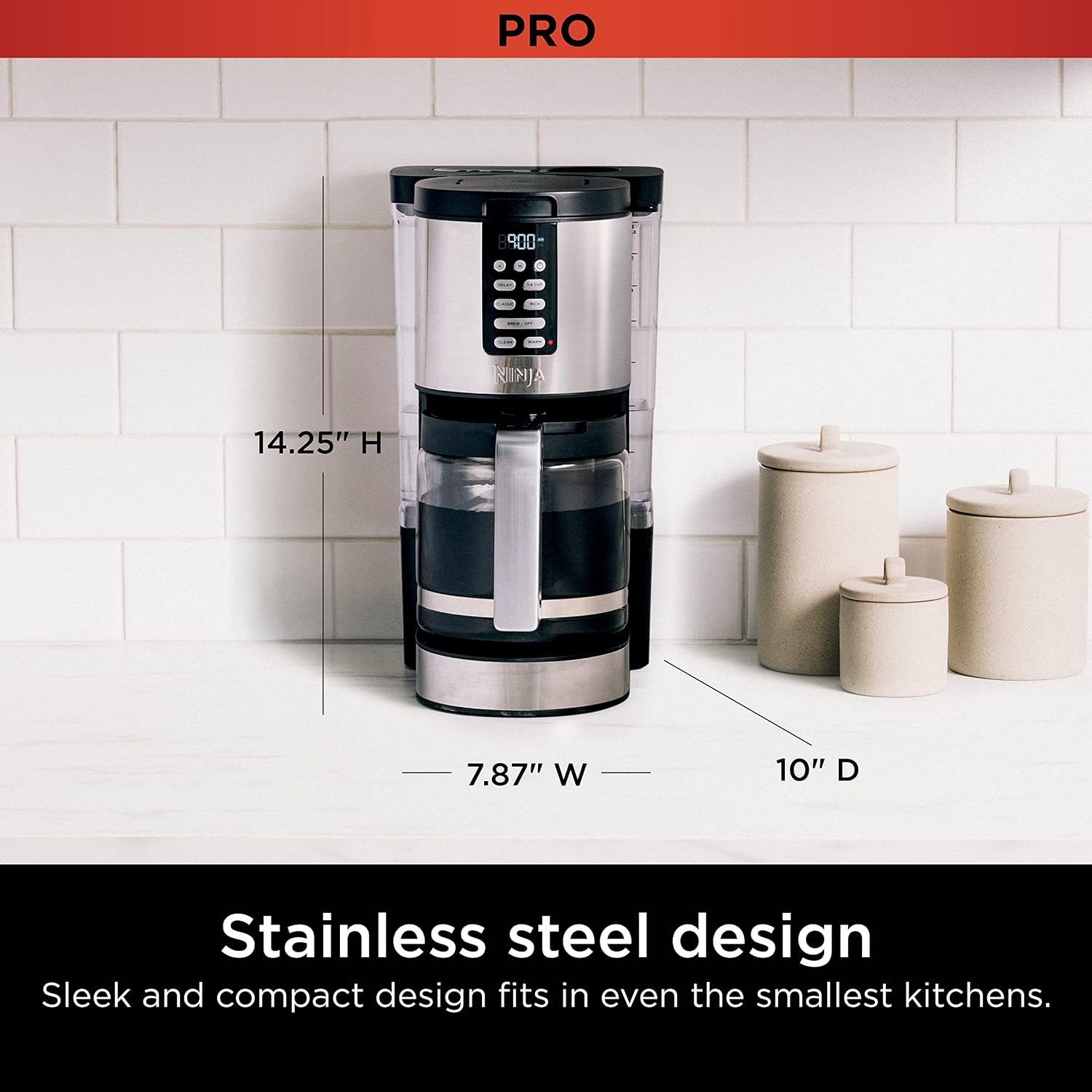 image:imageNinja Programmable XL 14Cup Coffee Maker PRO with Permanent Filter 2 Brew Styles Classic amp Rich Delay Brew Freshness Timer amp Keep Warm Dishwasher Safe Copper DCM201CPStainless Steel