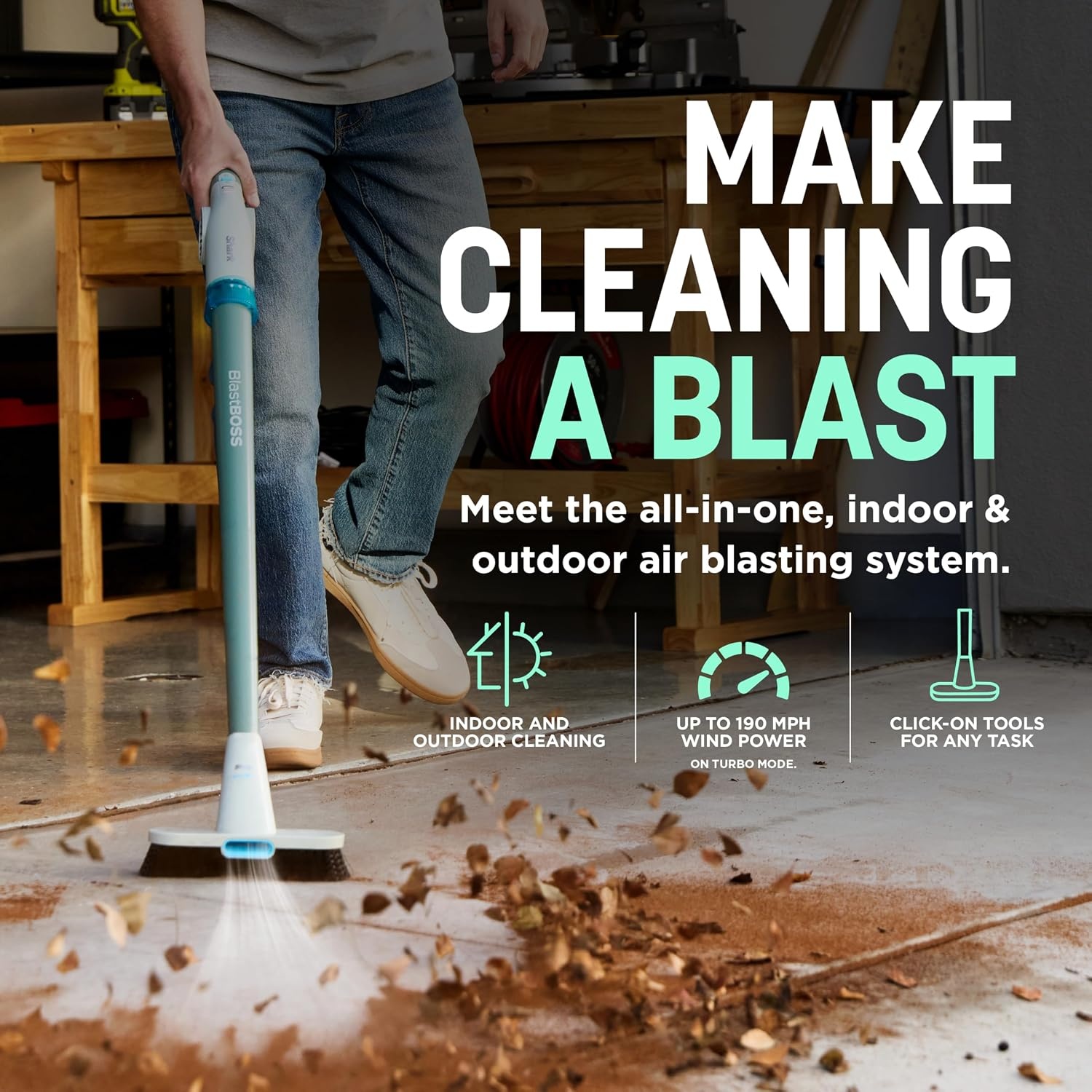 image:imageShark BlastBoss AllinOne Air Blasting System with BlastBroom AB2111 Precision Nozzle Extension Wand IndoorOutdoor Cleaning 0190 MPH Cordless Handheld Blower Rechargeable CharcoalStrawberry