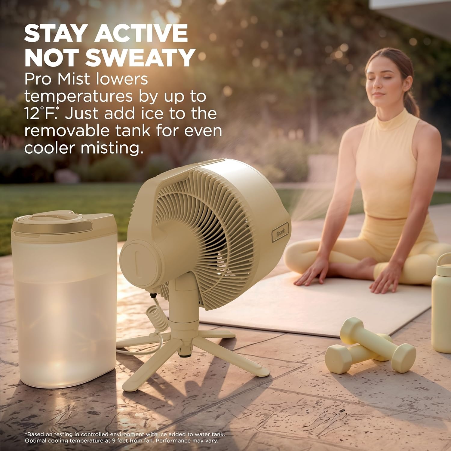 image:imageShark FlexBreeze Pro Mist 2in1 Fan with Integrated Mist White FA302WH CordedCordless Pedestal to Tabletop up to 24Hr Battery up to 70 Ft of Power 5 Speeds with Integrated Misting TankButter FlexBreeze ProMist w Portable Tank