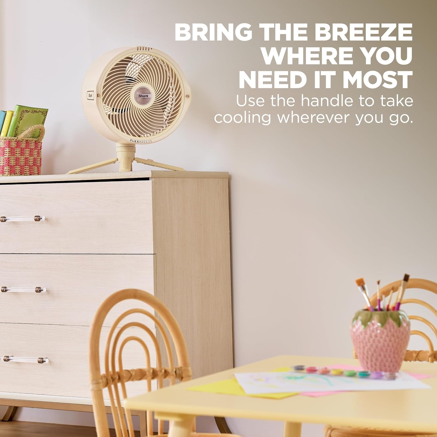 image:imageShark FlexBreeze Pro Mist 2in1 Fan with Integrated Mist White FA302WH CordedCordless Pedestal to Tabletop up to 24Hr Battery up to 70 Ft of Power 5 Speeds with Integrated Misting TankButter FlexBreeze ProMist w Portable Tank