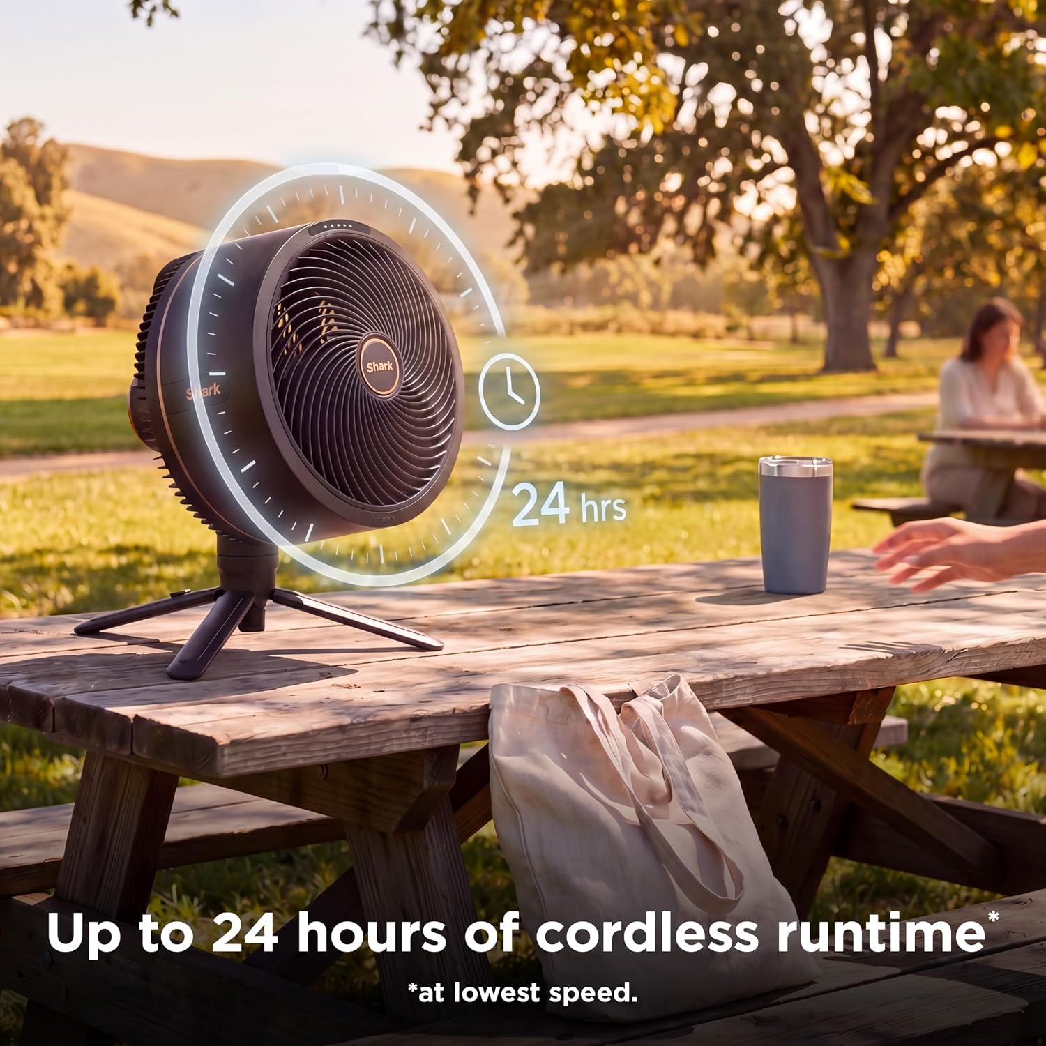 image:imageShark FlexBreeze Pro Mist 2in1 Fan with Integrated Mist White FA302WH CordedCordless Pedestal to Tabletop up to 24Hr Battery up to 70 Ft of Power 5 Speeds with Integrated Misting TankWhite FlexBreeze w Misting Tool