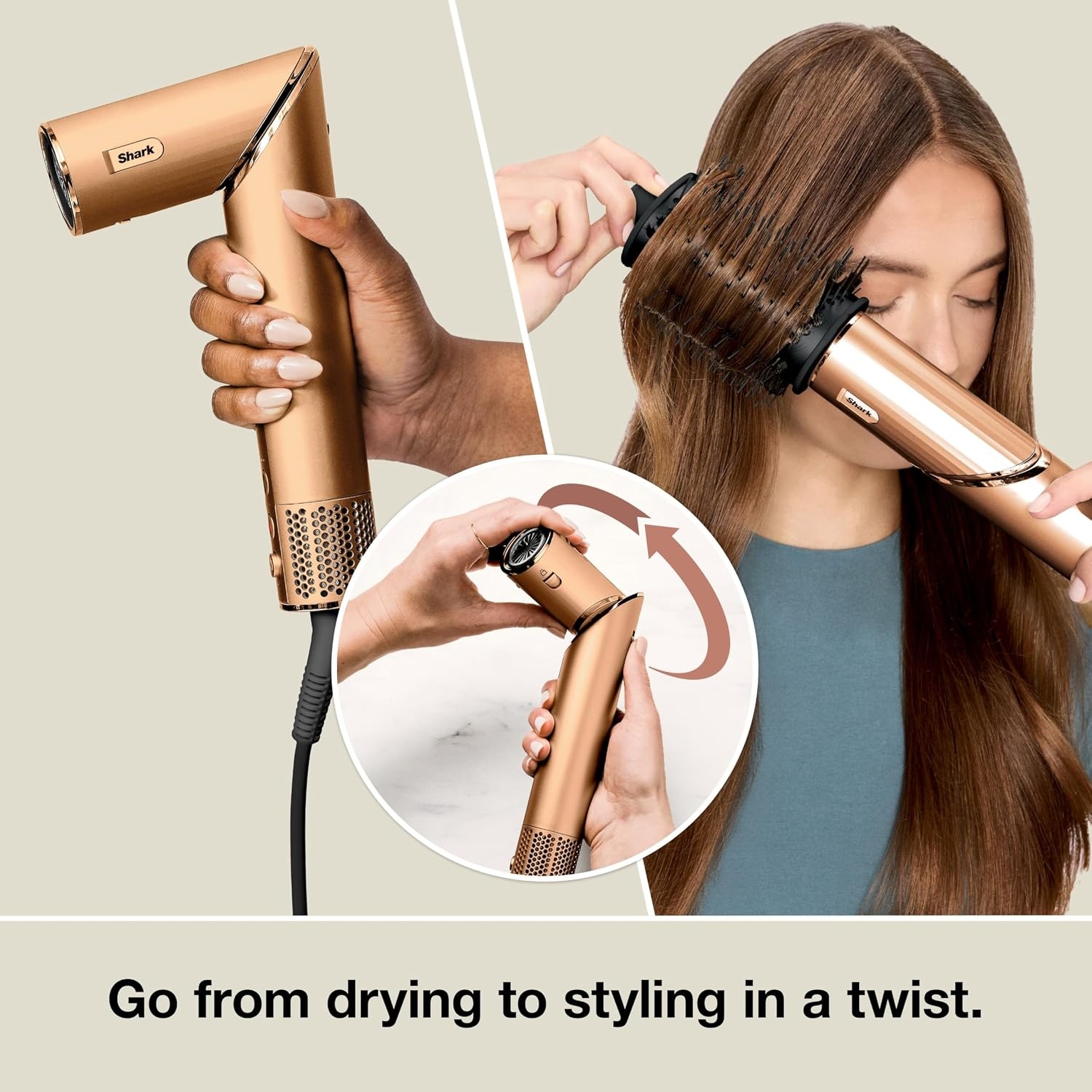 image:imageShark FlexStyle Air MultiStyler amp Drying System Coanda Copper HD433CP No Heat Damage One Twist between Dryer amp Styler 4 Heat3 Airflow Settings Cool ShotFlexstyleCopper