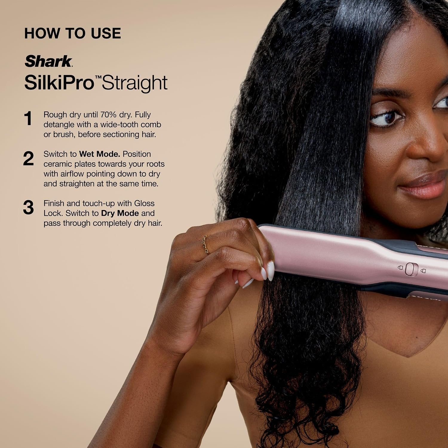 image:imageShark FlexStyle Glam CeramicPowerful Air StylingDrying System HD6052SPK Silki Straightener Glossi Air Glosser WideTooth Comb amp Diffuser Scalp ShieldStraight Wavy Hair Pink
