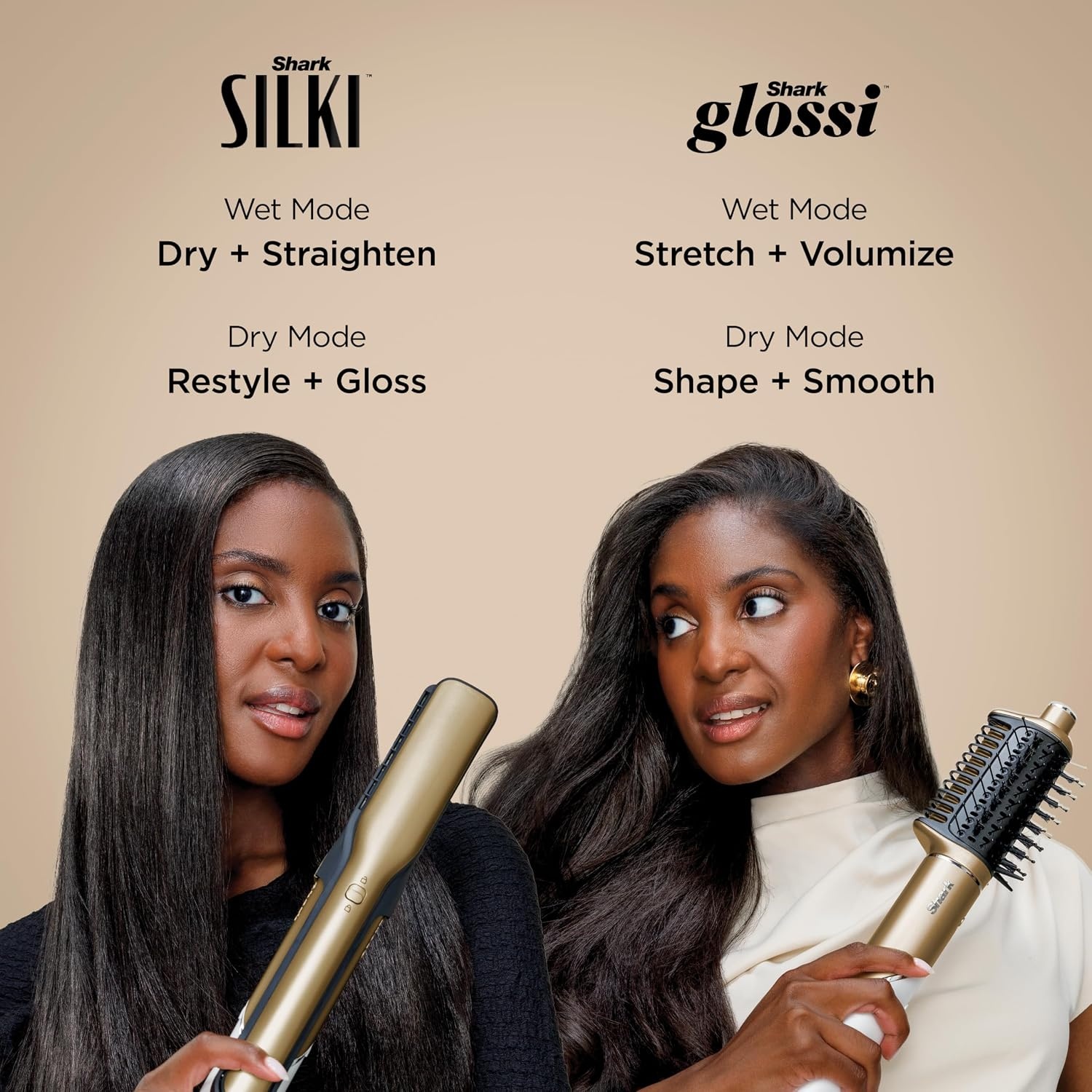 image:imageShark FlexStyle Glam CeramicPowerful Air StylingDrying System HD6052SPK Silki Straightener Glossi Air Glosser WideTooth Comb amp Diffuser Scalp ShieldStraight Wavy Hair Gold