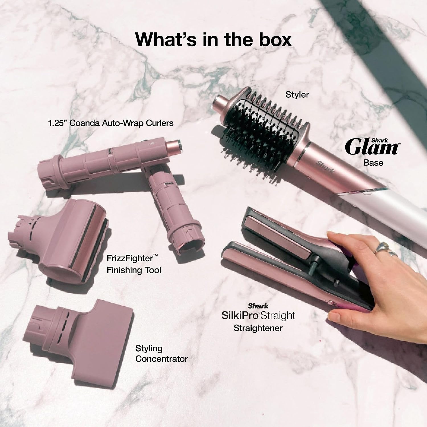image:imageShark FlexStyle Glam CeramicPowerful Air StylingDrying System HD6052SPK Silki Straightener Glossi Air Glosser WideTooth Comb amp Diffuser Scalp ShieldStraight Wavy Hair Pink