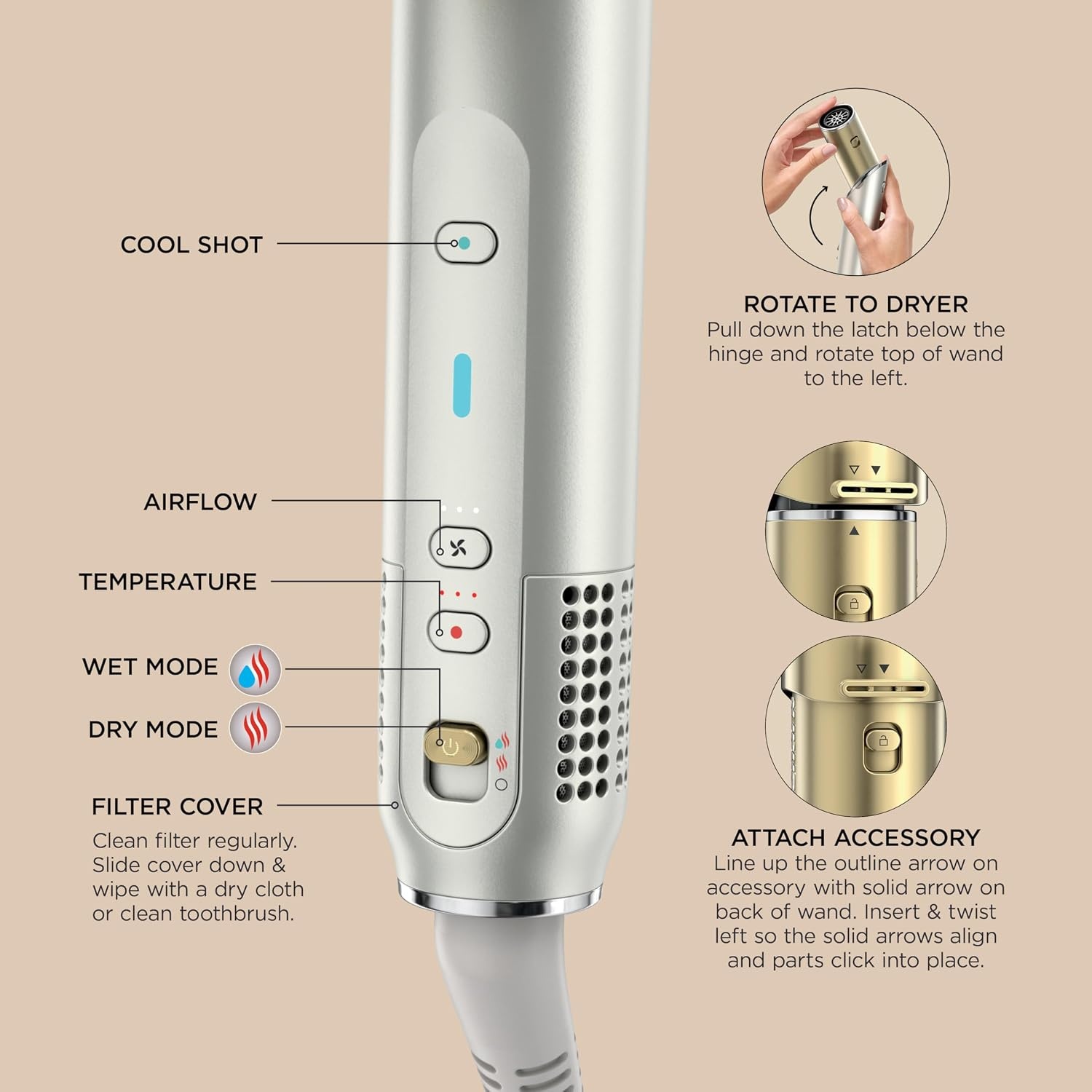 image:imageShark FlexStyle Glam CeramicPowerful Air StylingDrying System HD6052SPK Silki Straightener Glossi Air Glosser WideTooth Comb amp Diffuser Scalp ShieldCurly Coily Hair