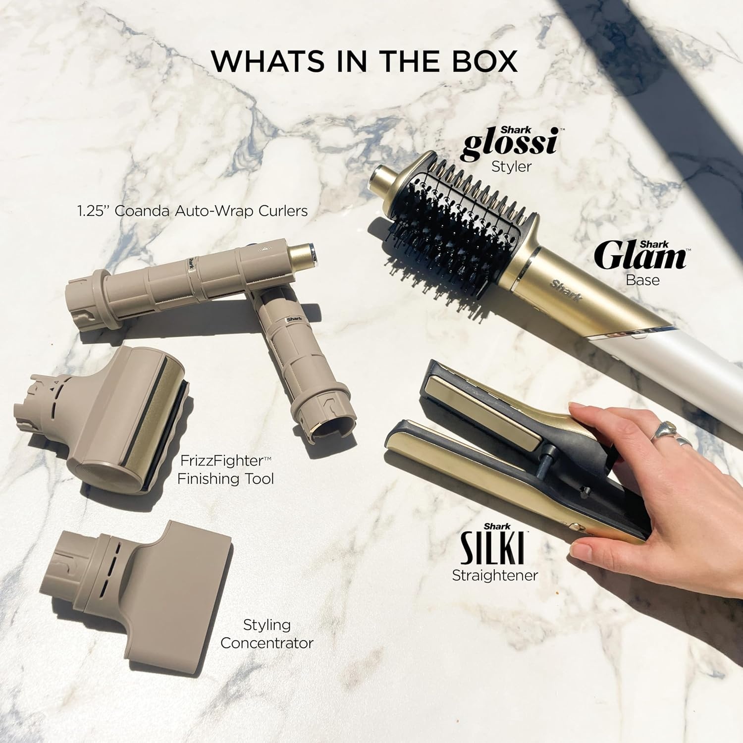 image:imageShark FlexStyle Glam CeramicPowerful Air StylingDrying System HD6052SPK Silki Straightener Glossi Air Glosser WideTooth Comb amp Diffuser Scalp ShieldStraight Wavy Hair Gold
