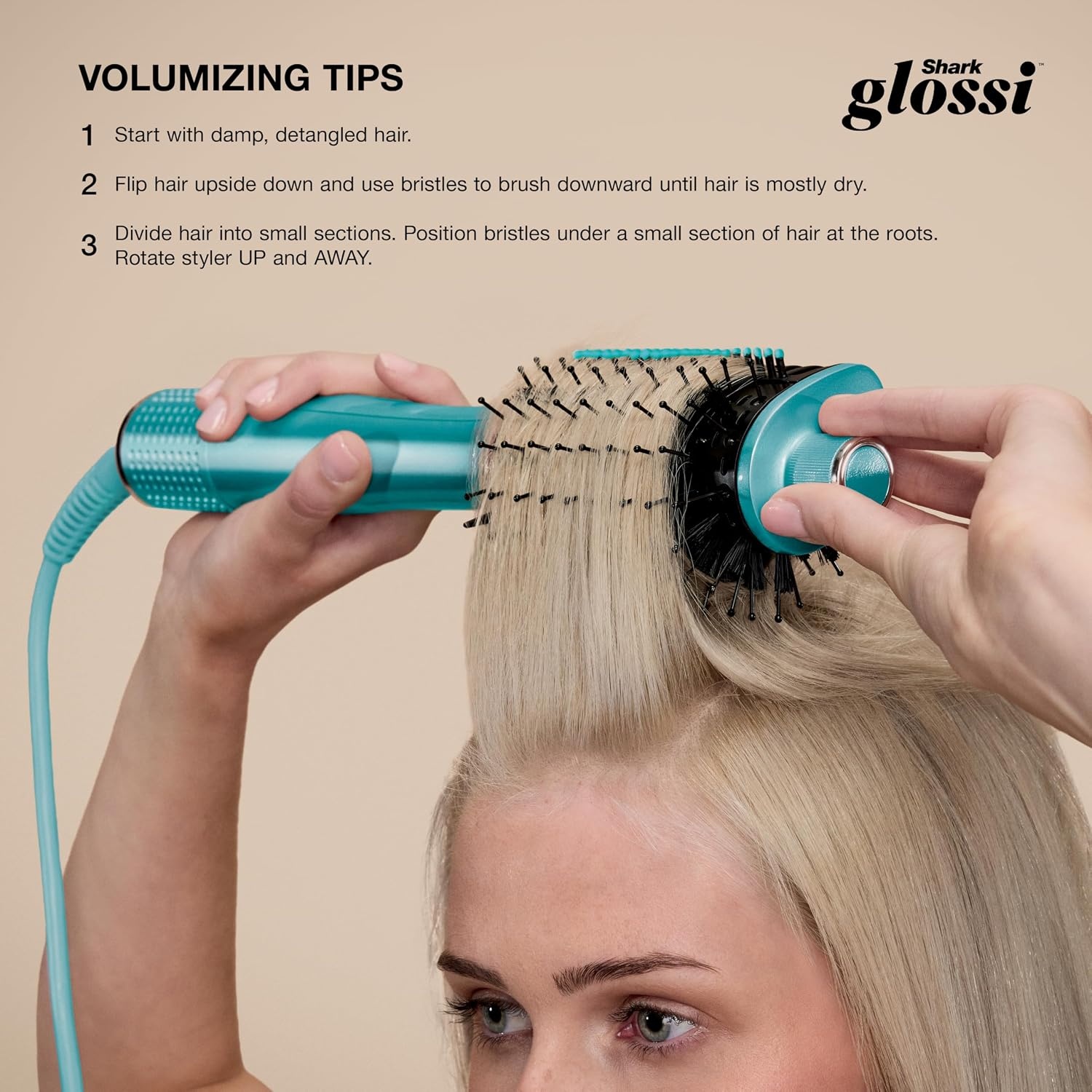 image:imageShark Glossi 2in1 Hot Tool amp Air Glosser Lychee Pink HT302PK 2in1 Hot Tool amp Air Glosser Dries Smooths amp Shines Hair in One Step Using Ceramic Plates amp Powerful AirflowJewel Teal