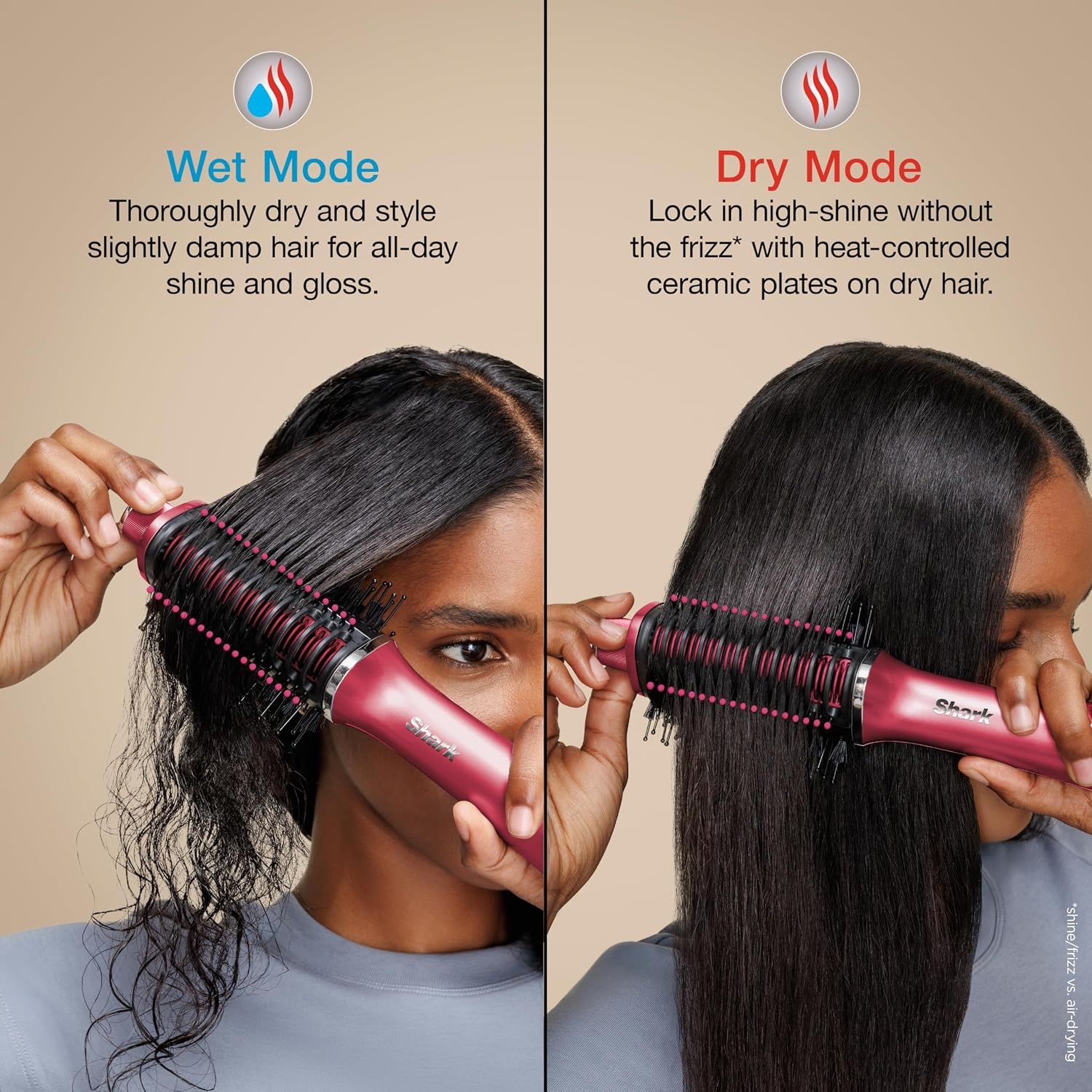 image:imageShark Glossi 2in1 Hot Tool amp Air Glosser Lychee Pink HT302PK 2in1 Hot Tool amp Air Glosser Dries Smooths amp Shines Hair in One Step Using Ceramic Plates amp Powerful AirflowRaspberry