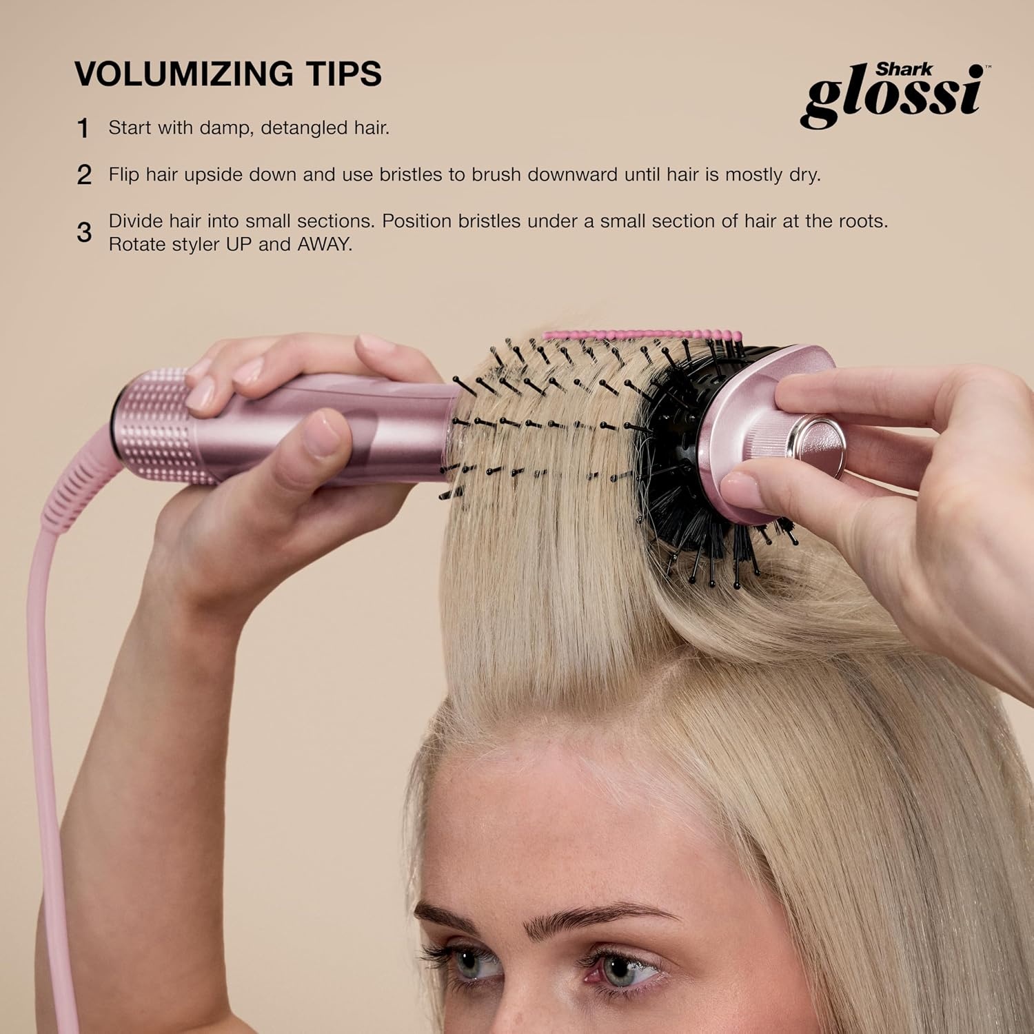 image:imageShark Glossi 2in1 Hot Tool amp Air Glosser Lychee Pink HT302PK 2in1 Hot Tool amp Air Glosser Dries Smooths amp Shines Hair in One Step Using Ceramic Plates amp Powerful AirflowLychee