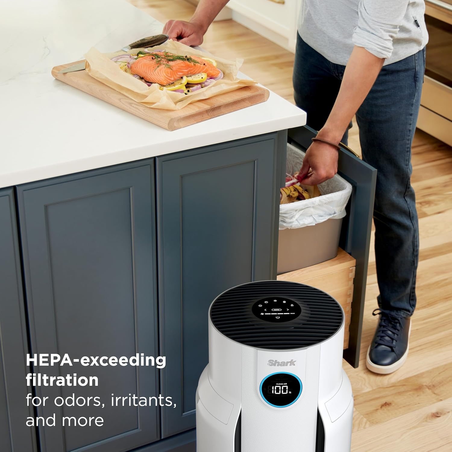 image:imageShark NeverChange Compact Pro Air Purifier HP071BRN Winter Fog For Bedroom Nursery Home Office Dorm HEPAExceeding Filter Captures Pollutants Pet Dander Dust Odor Smoke and MoreWhite 1400 sq ft