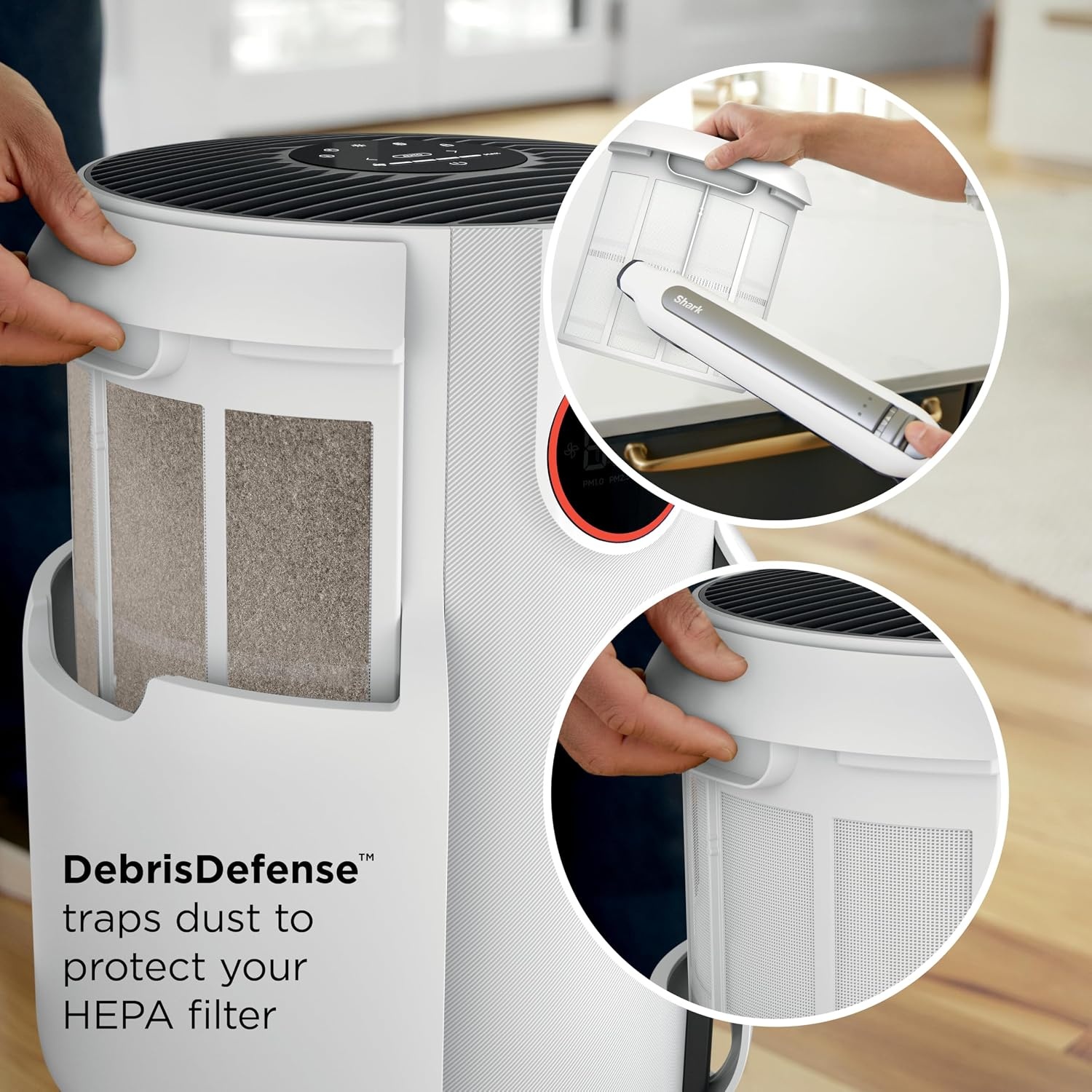 image:imageShark NeverChange Compact Pro Air Purifier HP071BRN Winter Fog For Bedroom Nursery Home Office Dorm HEPAExceeding Filter Captures Pollutants Pet Dander Dust Odor Smoke and MoreWhite 1400 sq ft