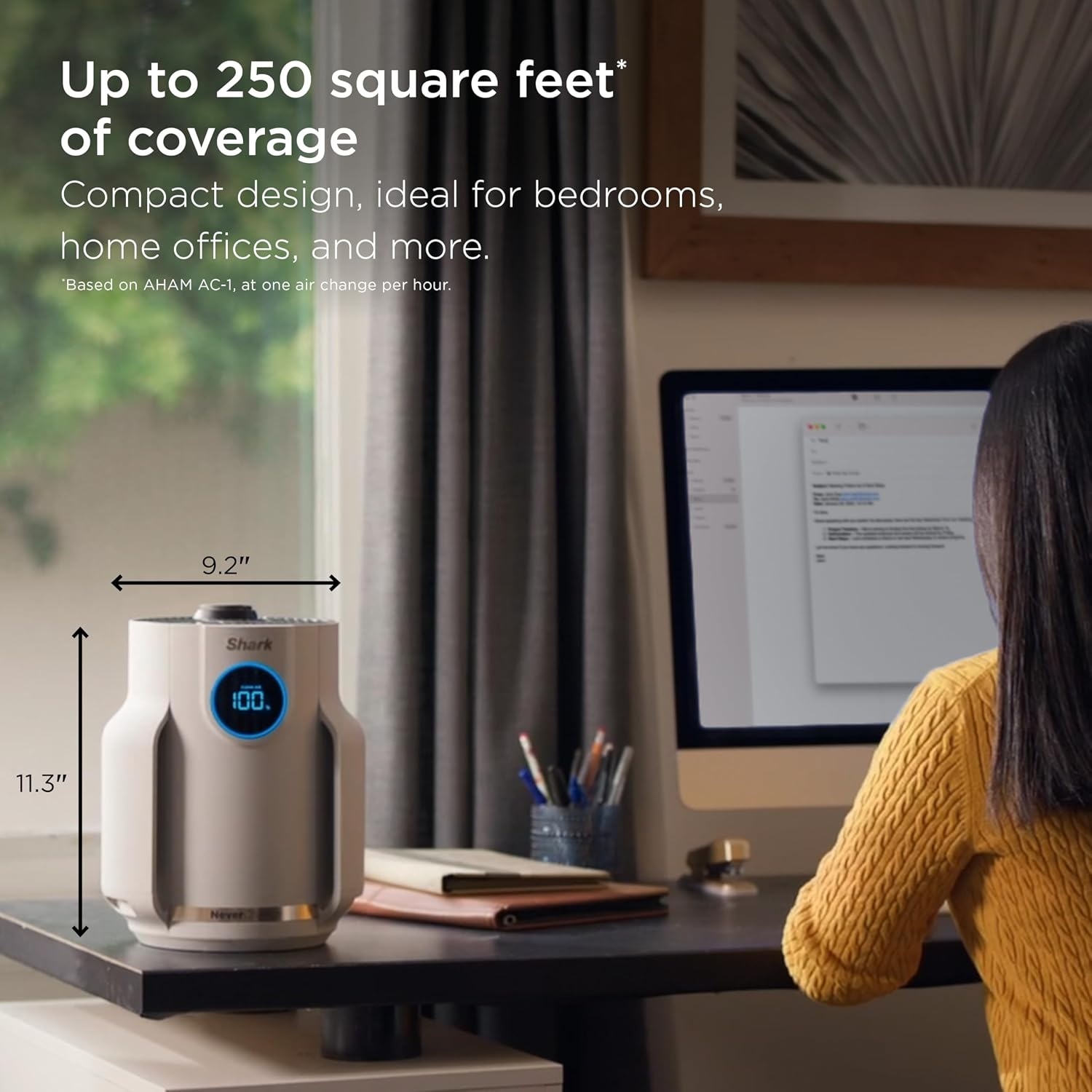 image:imageShark NeverChange Compact Pro Air Purifier HP071BRN Winter Fog For Bedroom Nursery Home Office Dorm HEPAExceeding Filter Captures Pollutants Pet Dander Dust Odor Smoke and MoreLilac 250 sq ft