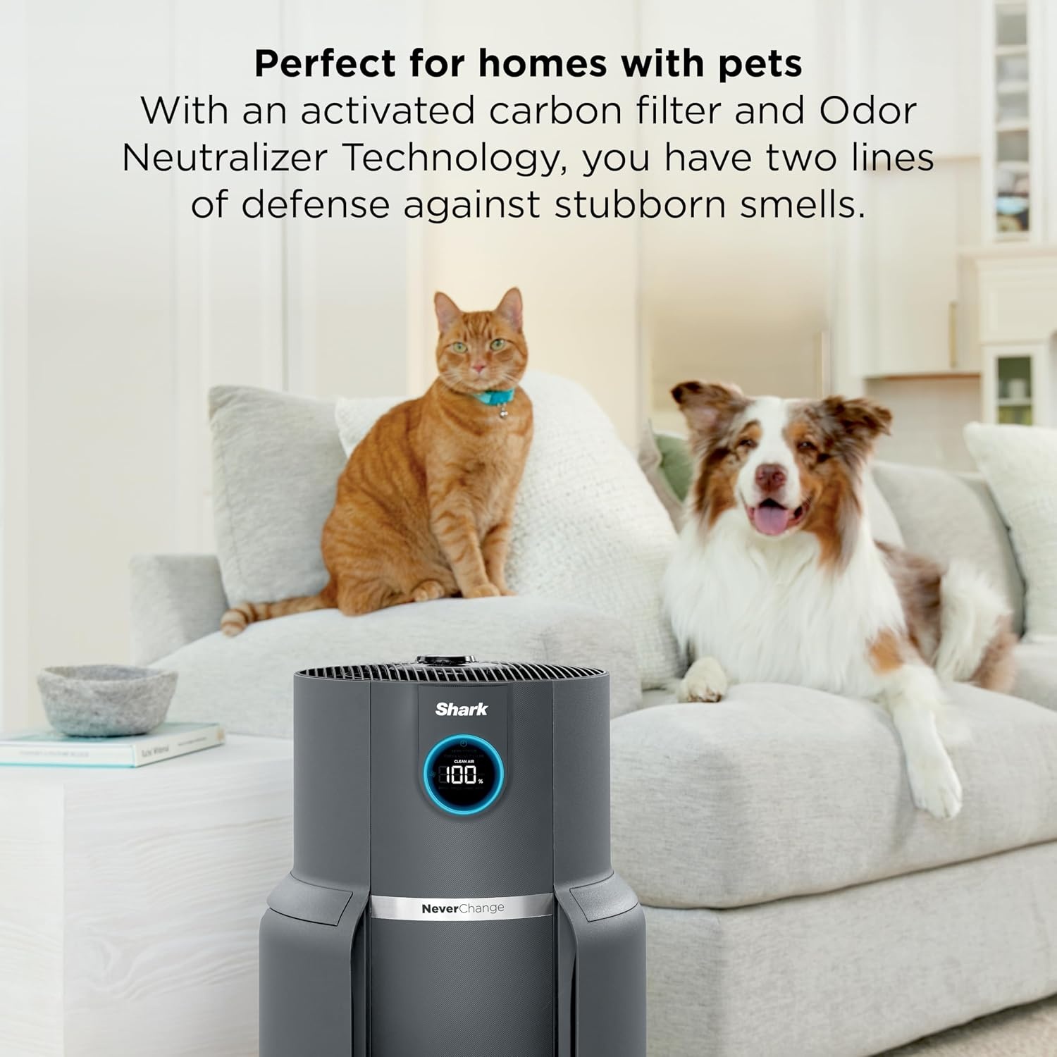 image:imageShark NeverChange Compact Pro Air Purifier HP071BRN Winter Fog For Bedroom Nursery Home Office Dorm HEPAExceeding Filter Captures Pollutants Pet Dander Dust Odor Smoke and MoreWhite 1400 sq ft