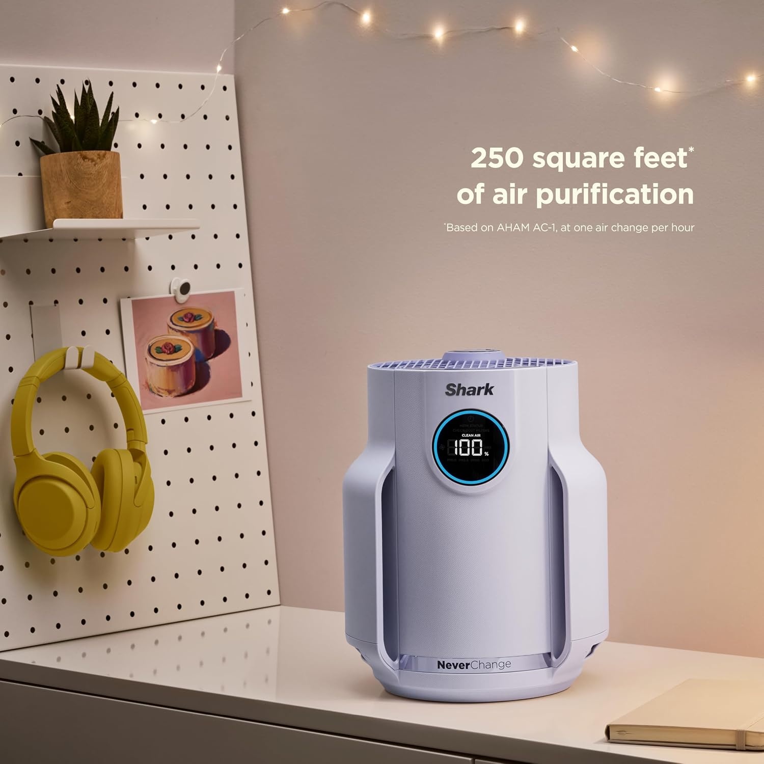image:imageShark NeverChange Compact Pro Air Purifier HP071BRN Winter Fog For Bedroom Nursery Home Office Dorm HEPAExceeding Filter Captures Pollutants Pet Dander Dust Odor Smoke and MoreLilac 250 sq ft