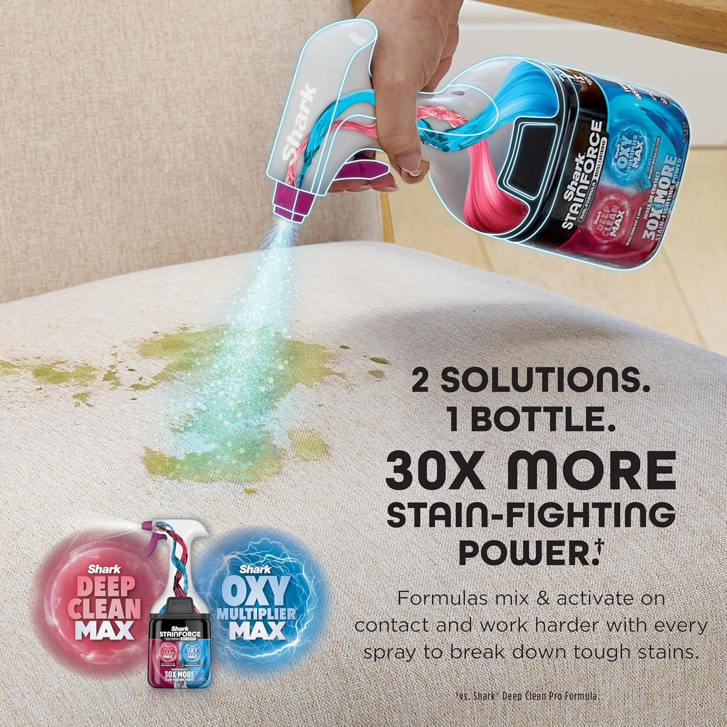 image:imageShark StainForce Cordless Stain Odor amp Urine Remover 1 Tool HX095BRN For Carpets Area Rugs Upholstery Cars amp Outdoors DualActivated Formula Stain Eliminator Tool BeigeStainForce w Stain Eliminator Tool No Caddy