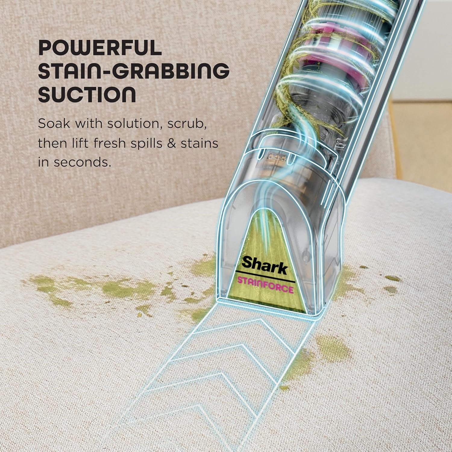 image:imageShark StainForce Cordless Stain Odor amp Urine Remover 1 Tool HX095BRN For Carpets Area Rugs Upholstery Cars amp Outdoors DualActivated Formula Stain Eliminator Tool BeigeStainForce w Stain Eliminator Tool No Caddy