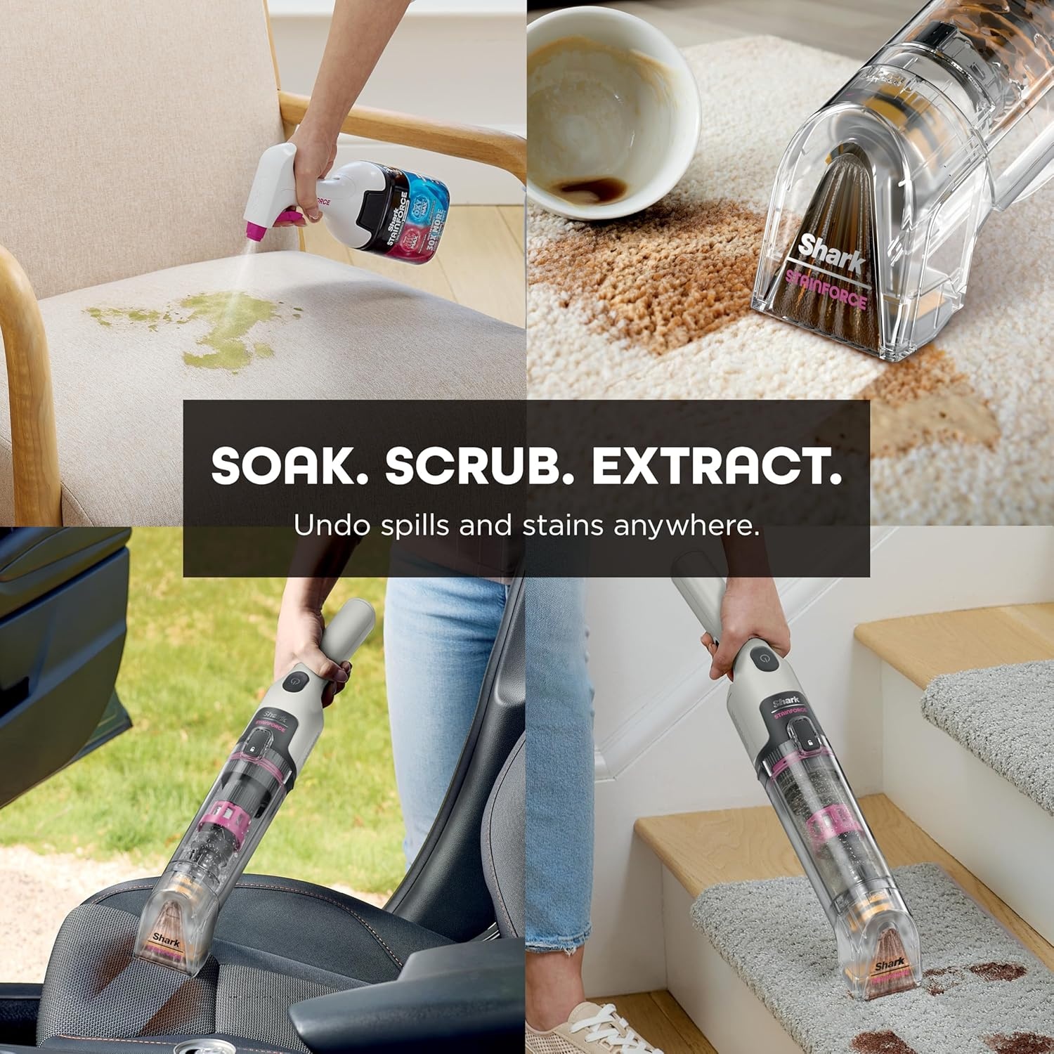 image:imageShark StainForce Cordless Stain Odor amp Urine Remover 1 Tool HX095BRN For Carpets Area Rugs Upholstery Cars amp Outdoors DualActivated Formula Stain Eliminator Tool BeigeStainForce w Stain Eliminator Tool No Caddy