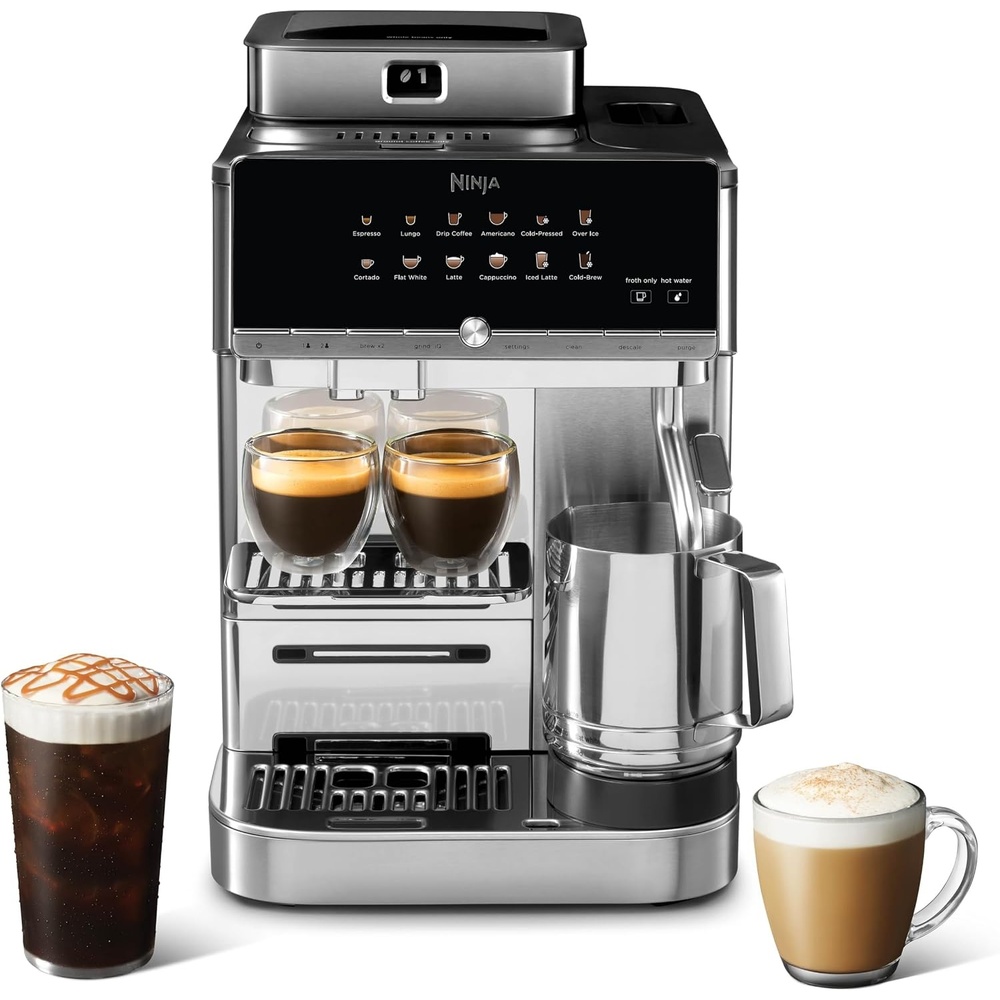 image:imageNinja AutoBarista Fully Automatic Espresso 10 Drink Options AE1001 One Touch Hot amp Iced Builtin Coffee Grinder Milk Frother Easy SelfClean Latte Cappuccino Cold BrewBlackStainless