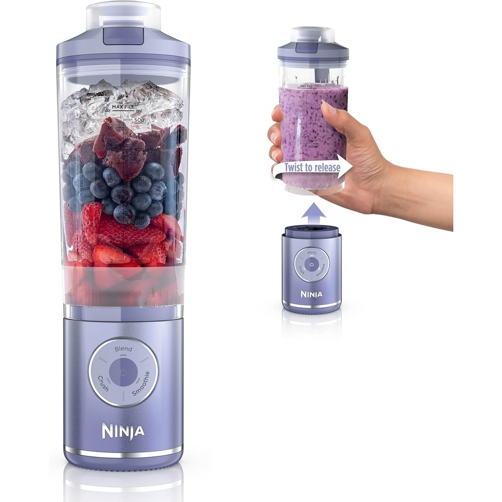 image:imageNinja Blast Max Portable Blender Twist amp Go 22oz Navy BC251NV Twist amp Go removable 22oz vessel AutoiQ Crush amp Smoothie programs cordless Dishwasher safe leakproof lidLavender
