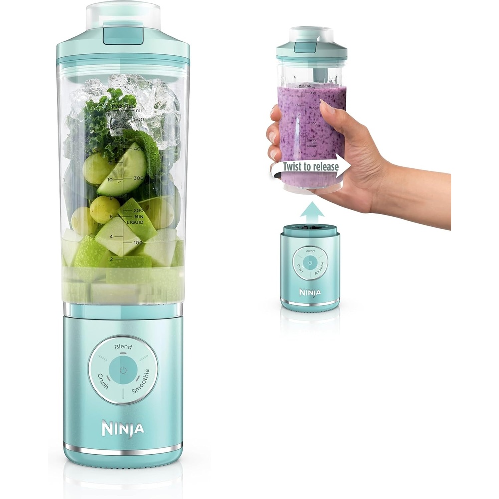 image:imageNinja Blast Max Portable Blender Twist amp Go 22oz Navy BC251NV Twist amp Go removable 22oz vessel AutoiQ Crush amp Smoothie programs cordless Dishwasher safe leakproof lidSea Glass