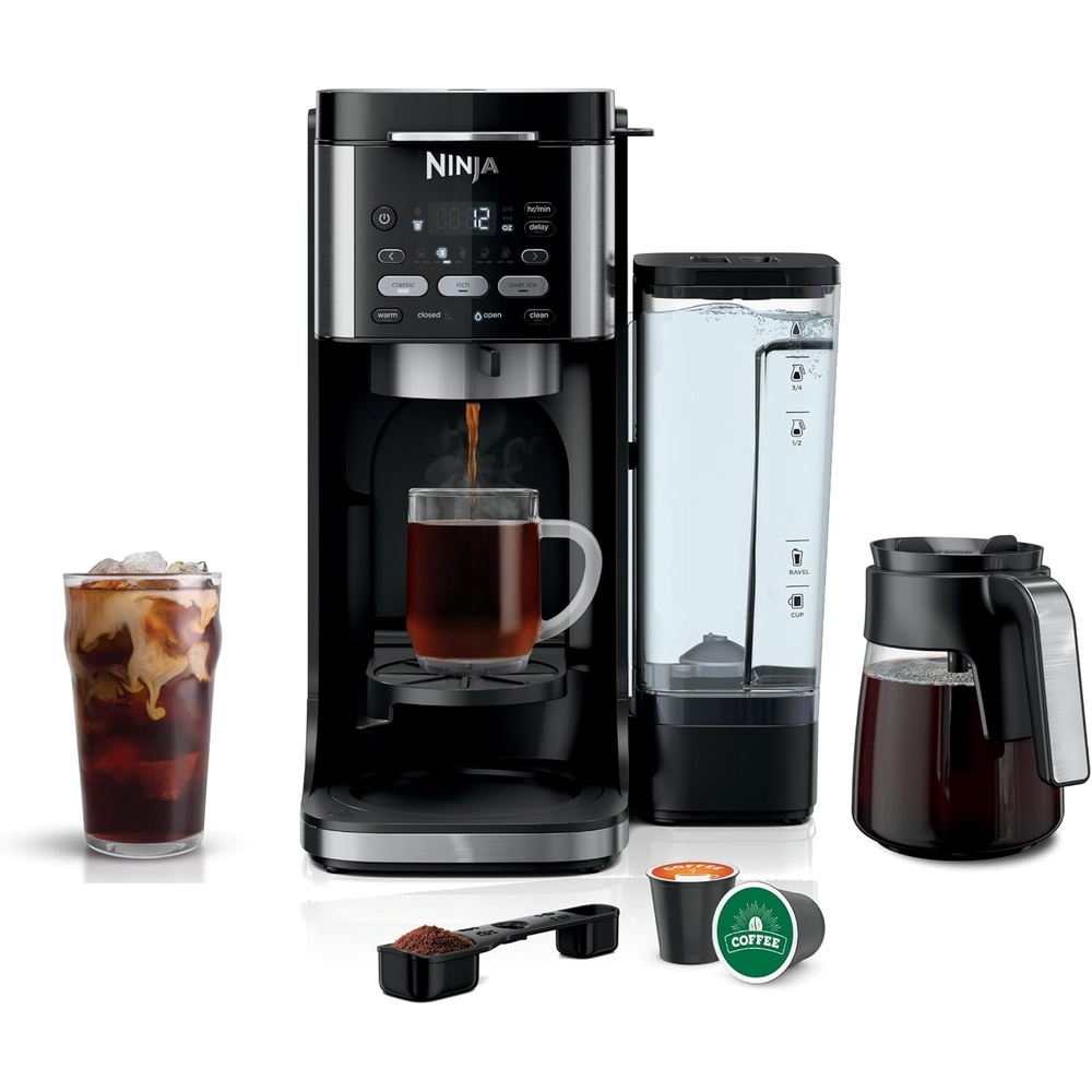 image:imageNinja Drip Coffee Maker DualBrew Pro Hot amp Iced Black CFP101 Single Serve to Carafe Brew with Pods amp Grounds Compatible with K Cups 3 Brew Styles 60oz Removable ReservoirPaper Filter