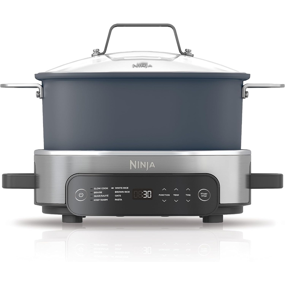 image:imageNinja PossibleCooker PRO 14in1 85qt Sea Salt Gray MC1001 14in1 replaces 14 appliances Triple Fusion Heat slow cook saut roast amp steam nonstick ovensafe pot to 500FMidnight Blue