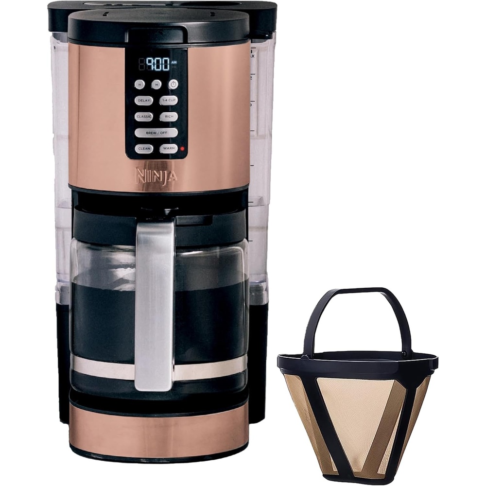 image:imageNinja Programmable XL 14Cup Coffee Maker PRO with Permanent Filter 2 Brew Styles Classic amp Rich Delay Brew Freshness Timer amp Keep Warm Dishwasher Safe Copper DCM201CPCopper