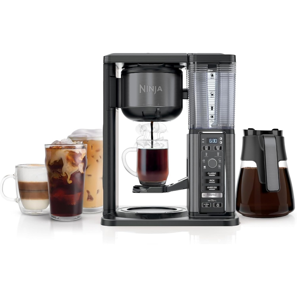 image:imageNinja Specialty Coffee Maker 10Cup Carafe Black Stainless CM405A Hot and Iced 6 Brew Styles 8 Sizes Small Cup to Travel Mug FoldAway Frother Permanent Filter Removable Reservoir