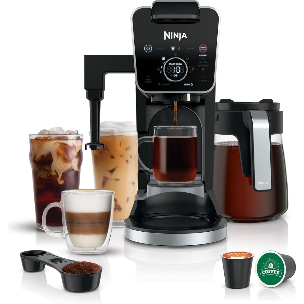 image:imageNinja Specialty Drip Coffee Maker DualBrew Pro Black CFP301  Coffee Machine w Frother Paper Filter Brew with Pods amp Grounds K Cups Compatible 4 Brew Styles 13 Cup to Pot Sizesw K Cup Combo Paper Filter