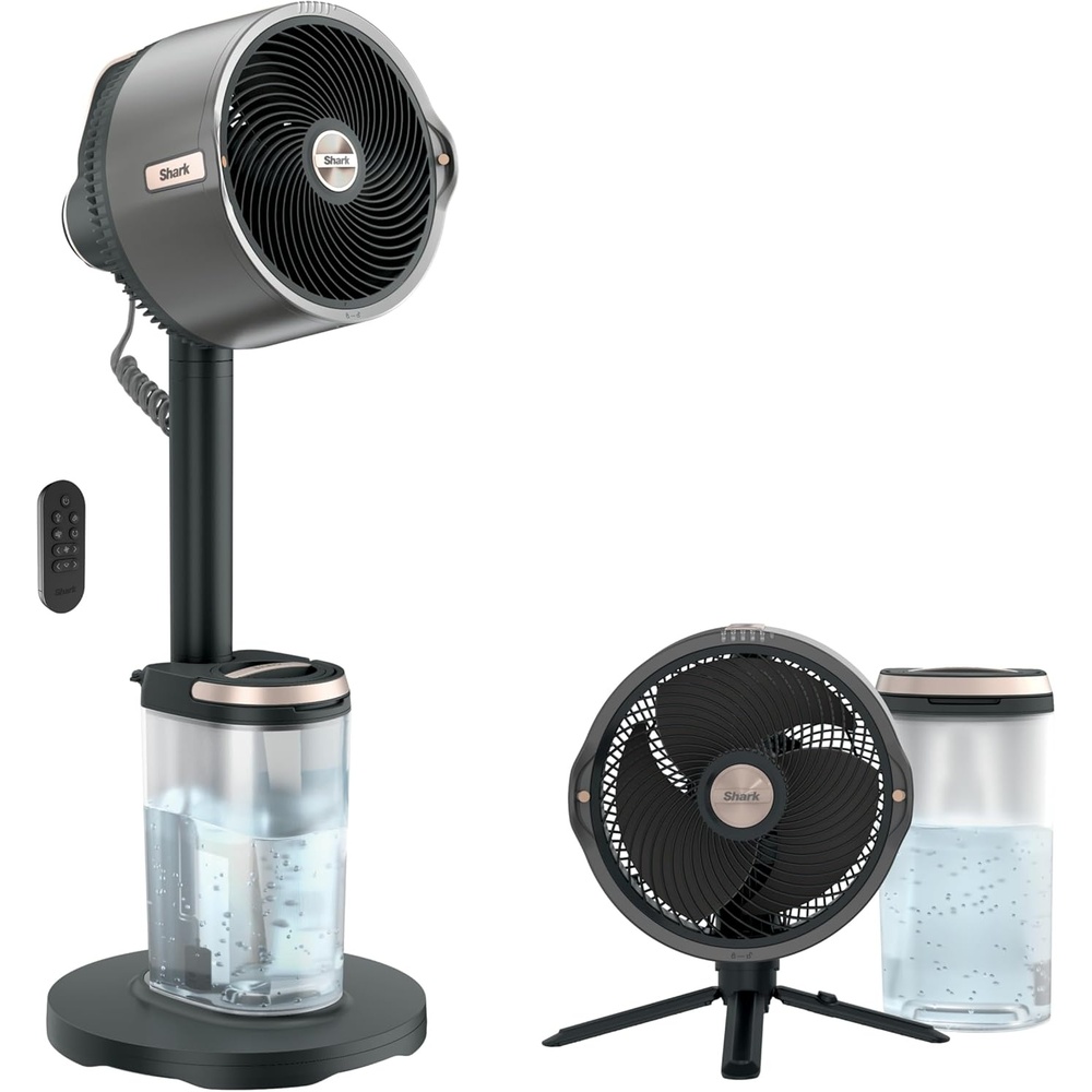 image:imageShark FlexBreeze Pro Mist 2in1 Fan with Integrated Mist White FA302WH CordedCordless Pedestal to Tabletop up to 24Hr Battery up to 70 Ft of Power 5 Speeds with Integrated Misting TankGrey FlexBreeze ProMist w Portable Tank