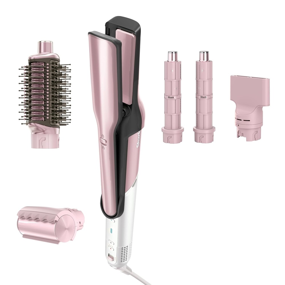image:imageShark FlexStyle Glam CeramicPowerful Air StylingDrying System HD6052SPK Silki Straightener Glossi Air Glosser WideTooth Comb amp Diffuser Scalp ShieldStraight Wavy Hair Pink