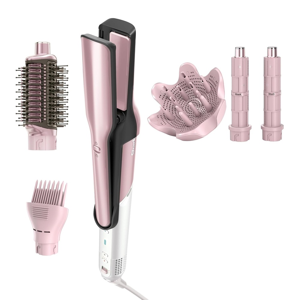 image:imageShark FlexStyle Glam CeramicPowerful Air StylingDrying System HD6052SPK Silki Straightener Glossi Air Glosser WideTooth Comb amp Diffuser Scalp ShieldCurly Coily Hair Pink