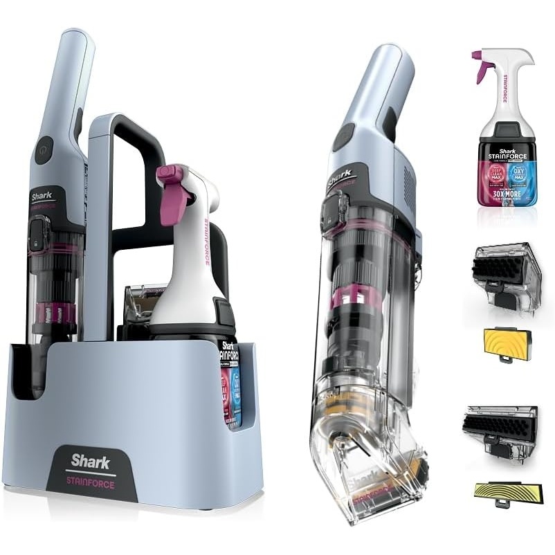 image:imageShark StainForce Cordless Stain Odor amp Urine Remover 1 Tool HX095BRN For Carpets Area Rugs Upholstery Cars amp Outdoors DualActivated Formula Stain Eliminator Tool BeigeStainForce w Stain Eliminator Tool Wide Stain Tool