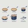 Ninja Ceramic Cookware Set, 11-Piece Kitchen Set, Navy Blue, CW49011 | Extended Life with Comfort Grip, Nonstick Fry Pans, Pots, PTFE Free, Oven & Dishwasher Safe, Stovetop Compatible(Navy Blue)