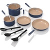 Ninja Ceramic Cookware Set, 11-Piece Kitchen Set, Navy Blue, CW49011 | Extended Life with Comfort Grip, Nonstick Fry Pans, Pots, PTFE Free, Oven & Dishwasher Safe, Stovetop Compatible(Navy Blue)