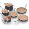 Ninja Ceramic Cookware Set, 11-Piece Kitchen Set, Navy Blue, CW49011 | Extended Life with Comfort Grip, Nonstick Fry Pans, Pots, PTFE Free, Oven & Dishwasher Safe, Stovetop Compatible(Gray)