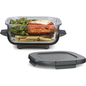 Ninja 6-Cup CleanCrisp Glass Container & Storage Lid, Crispi, XSKSFN6CUP | 450F rated, PFAS and PTFE free, Microwave, freezer and dishwasher-safe(6 Cup)