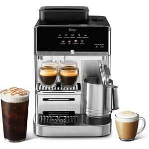 Ninja AutoBarista Fully Automatic Espresso, 10 Drink Options, AE1001 | One Touch Hot & Iced, Built-in Coffee Grinder, Milk Frother, Easy Self-Clean, Latte, Cappuccino, Cold Brew(Black/Silver)