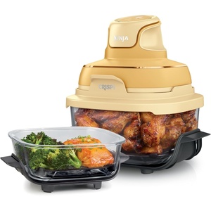 Ninja Crispi Glass Air Fryer, 4-in-1, Green, FN101SG | Max crisp, bake, air fry, recrisp, 450F max, 4 Qt and 6 Cup containers, PFAS-free glass(Ginger Snap)