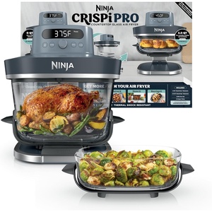 Ninja Crispi Pro Glass Air Fryer, 6-in-1, Cyberspace, AS101CY | Max crisp, air fry, bake, roast, recrisp, dehydrate, 1800W, 450F max, 6Qt, 2.5Qt containers(Cyberspace)