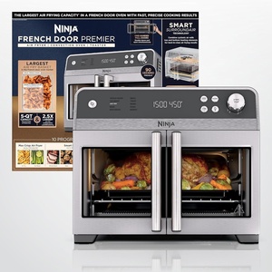 Ninja French Door Premier Air Fry Oven, 10-in-1, 20.3 Qt, Stainless, FO101 | 450F cyclonic air, PFAS-free surface, Air fry, sear crisp, bake, broil, toast, dehydrate(Silver)