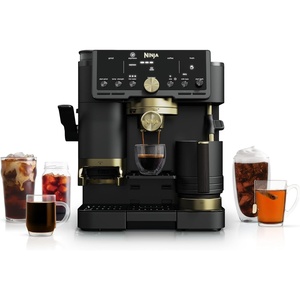 Ninja Luxe Café Pro Series, Espresso, Cold Brew, Hot Water, ES701 | Drip Coffee, Integrated Tamper, Built-in Grinder, Hands-Free Frother for Cappuccinos, Lattes, Americanos, Dairy or Non-Dairy(Black/Gold)