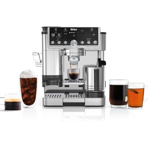 Ninja Luxe Café Pro Series, Espresso, Cold Brew, Hot Water, ES701 | Drip Coffee, Integrated Tamper, Built-in Grinder, Hands-Free Frother for Cappuccinos, Lattes, Americanos, Dairy or Non-Dairy(Stainless Steel)